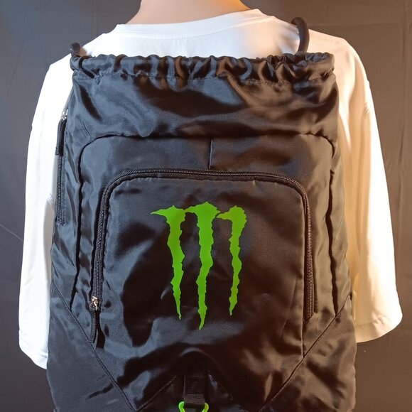 MONSTER UNISEX DRAWSTRING GYM TRAVEL BAG - BLACK - Picture 1 of 3